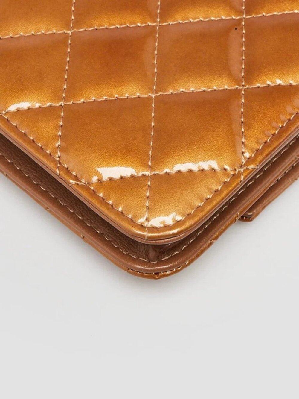 Chanel Bronze Quilted Patent Leather Brilliant CC WOC Clutch Bag - Picture 4 of 11